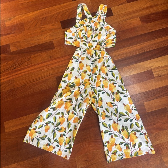 FARM RIO Halter Cutout Wide-Leg Jumpsuit-Size L-shorter length - Picture 5 of 11